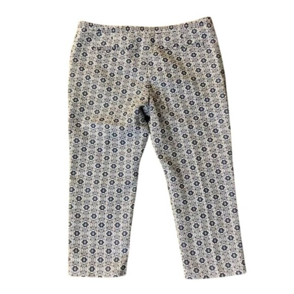 Worthington Capri Pants Womens 14 Blue Patterned Geometric Print Cotton Blend - Picture 2 of 8